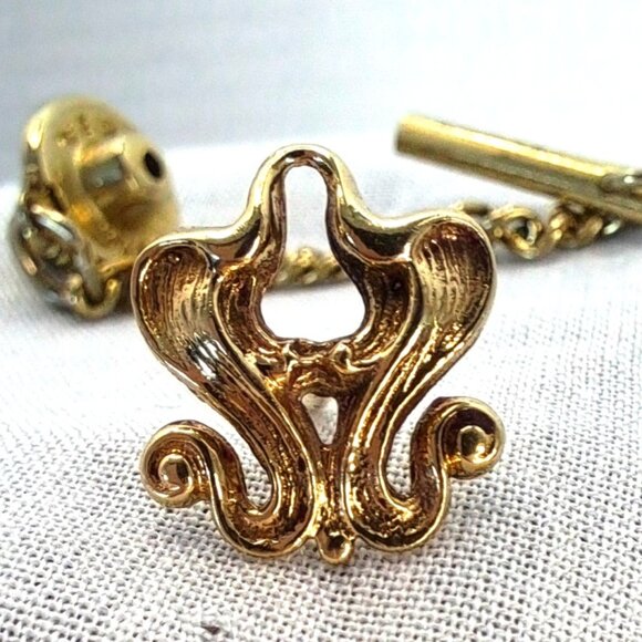 ANTIQUE TIE TACK LAPEL PIN ~ VICTORIAN BEAUTY ~ NOUVEAU ~ FLEUR DE LIS 1880-1900 - Picture 3 of 12